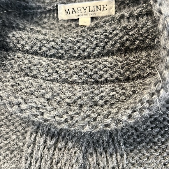 Maryline Made Italy L Gray Wool Mohair Blend Cable Knit Cowl Neck Vest Sweater - Picture 13 of 15